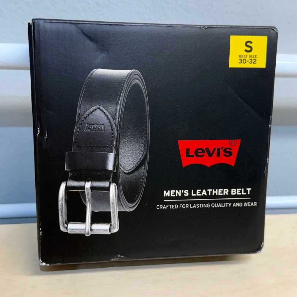 Levis Mens Genuine Leather Belt Black Small 30-32 Harness Buckle Pant Size 28-30